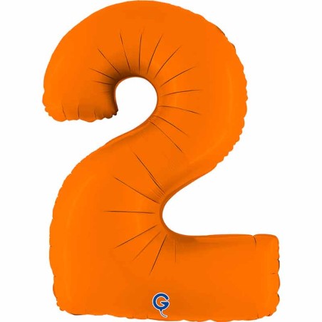 Palloncino in Foil 40" Numero 2 Arancione "Matte Orange" Numeri 40" Arancione "Matte Orange"