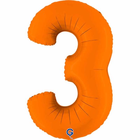 Palloncino in Foil 40" Numero 3 Arancione "Matte Orange" Numeri 40" Arancione "Matte Orange"