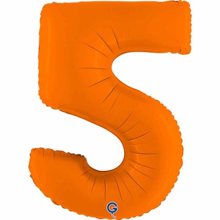 Palloncino in Foil 40" Numero 5 Arancione "Matte Orange" Numeri 40" Arancione "Matte Orange"