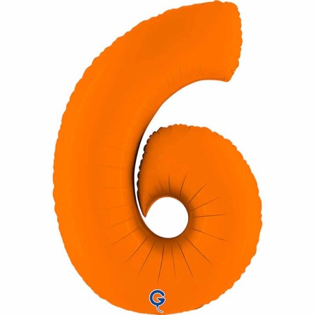 Palloncino in Foil 40" Numero 6 Arancione "Matte Orange" Numeri 40" Arancione "Matte Orange"