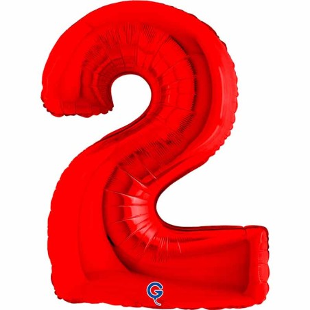 Palloncino in Foil 40" Numero 2 Rosso "Red" Numeri 40" Rosso "Red"