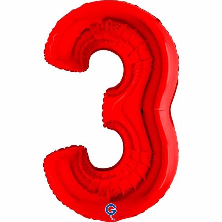 Palloncino in Foil 40" Numero 3 Rosso "Red" Numeri 40" Rosso "Red"