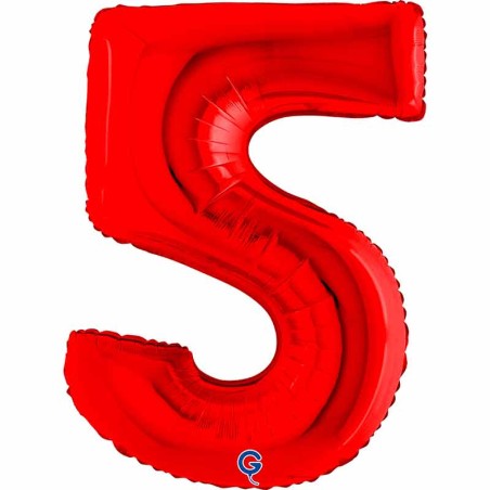 Palloncino in Foil 40" Numero 5 Rosso "Red" Numeri 40" Rosso "Red"