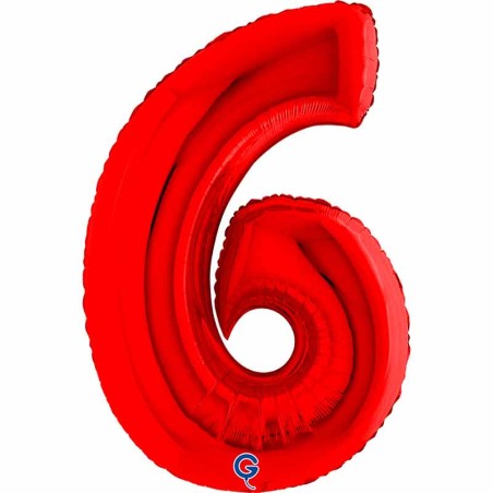 Palloncino in Foil 40" Numero 6 Rosso "Red" Numeri 40" Rosso "Red"