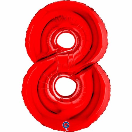 Palloncino in Foil 40" Numero 8 Rosso "Red" Numeri 40" Rosso "Red"