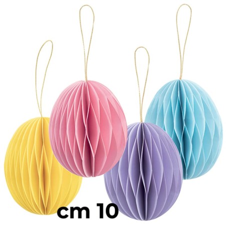 Decorazione di Carta a Nido d'Ape di Uovo di Pasqua "Easter Eggs" 4pz Addobbi e Accessori Pasqua