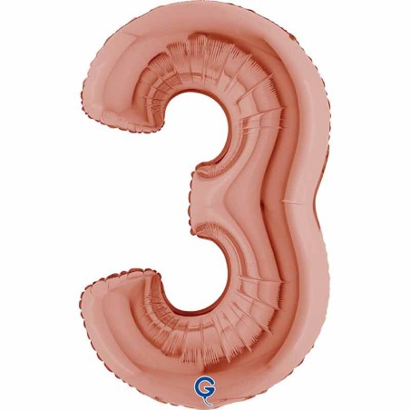 Palloncino in Foil 40" Numero 3 Rose Gold Numeri 40" Rose Gold