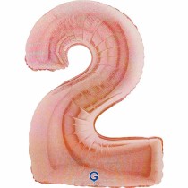 Palloncino in Foil 40" Numero 2 Rose Gold Glitter Olografico Numeri 40" Rose Gold Glitter Olograf.