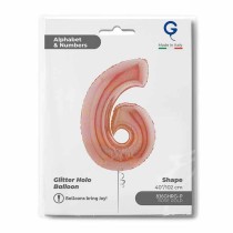 Palloncino in Foil 40" Numero 6 Rose Gold Glitter Olografico Numeri 40" Rose Gold Glitter Olograf.