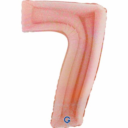 Palloncino in Foil 40" Numero 7 Rose Gold Glitter Olografico Numeri 40" Rose Gold Glitter Olograf.