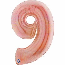 Palloncino in Foil 40" Numero 9 Rose Gold Glitter Olografico Numeri 40" Rose Gold Glitter Olograf.