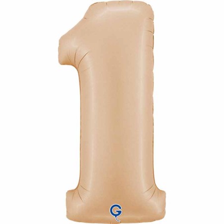 Palloncino in Foil 40" Numero 1 Cipria Satinato "Satin Nude" Numeri 40" Cipria "Satin Nude"