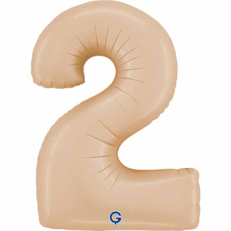 Palloncino in Foil 40" Numero 2 Cipria Satinato "Satin Nude" Numeri 40" Cipria "Satin Nude"