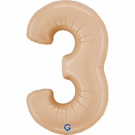 Palloncino in Foil 40" Numero 3 Cipria Satinato "Satin Nude" Numeri 40" Cipria "Satin Nude"