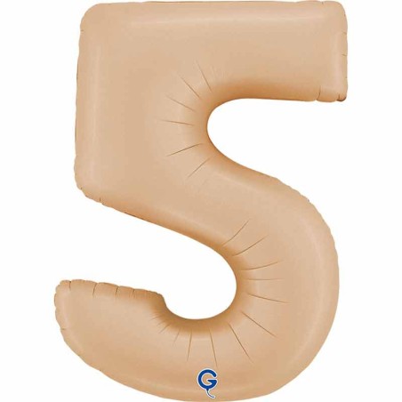 Palloncino in Foil 40" Numero 5 Cipria Satinato "Satin Nude" Numeri 40" Cipria "Satin Nude"