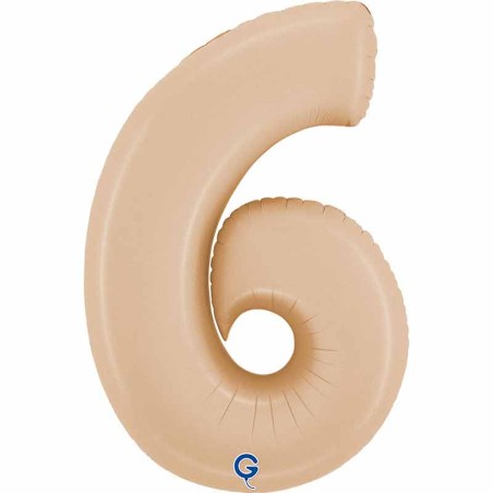 Palloncino in Foil 40" Numero 6 Cipria Satinato "Satin Nude" Numeri 40" Cipria "Satin Nude"