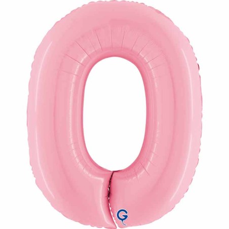 Palloncino in Foil 40" Numero 0 Rosa "Pink" Numeri 40" Rosa "Pastel Pink"