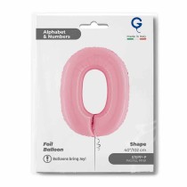 Palloncino in Foil 40" Numero 0 Rosa "Pink" Numeri 40" Rosa "Pastel Pink"