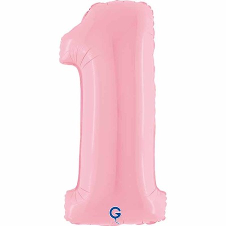 Palloncino in Foil 40" Numero 1 Rosa "Pink" Numeri 40" Rosa "Pastel Pink"