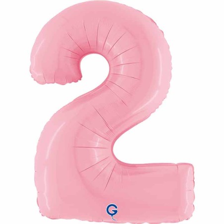 Palloncino in Foil 40" Numero 2 Rosa "Pink" Numeri 40" Rosa "Pastel Pink"