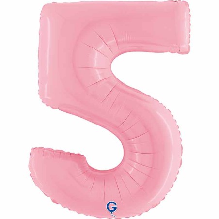 Palloncino in Foil 40" Numero 5 Rosa "Pink" Numeri 40" Rosa "Pastel Pink"