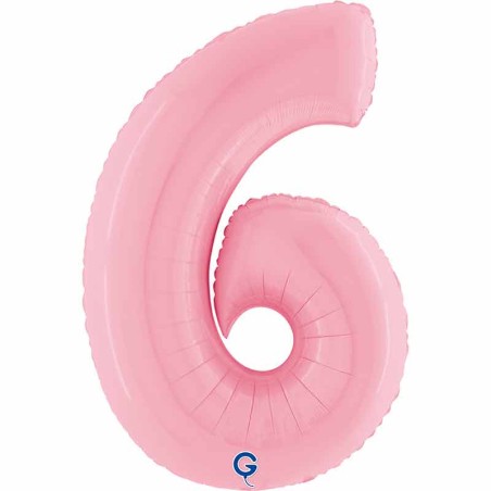 Palloncino in Foil 40" Numero 6 Rosa "Pink" Numeri 40" Rosa "Pastel Pink"