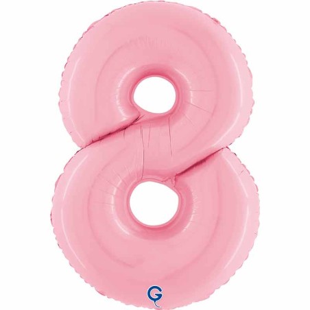 Palloncino in Foil 40" Numero 8 Rosa "Pink" Numeri 40" Rosa "Pastel Pink"