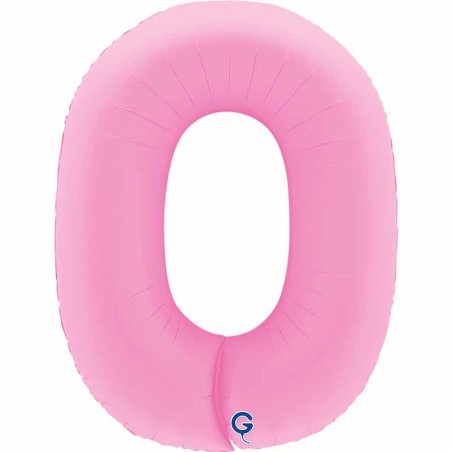 Palloncino in Foil 40" Numero 0 Rosa "Soft Matte Sakura Pink"