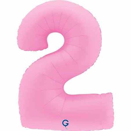 Palloncino in Foil 40" Numero 2 Rosa "Soft Matte Sakura Pink"