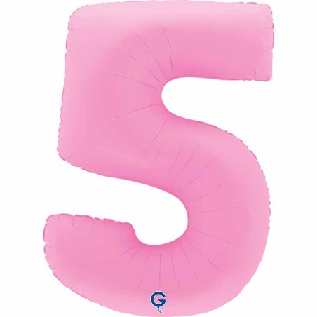 Palloncino in Foil 40" Numero 5 Rosa "Soft Matte Sakura Pink"