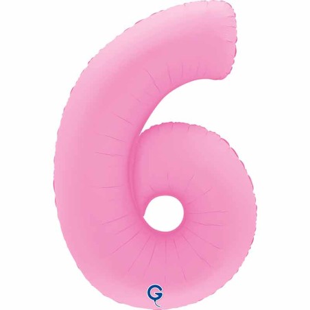 Palloncino in Foil 40" Numero 6 Rosa "Soft Matte Sakura Pink"
