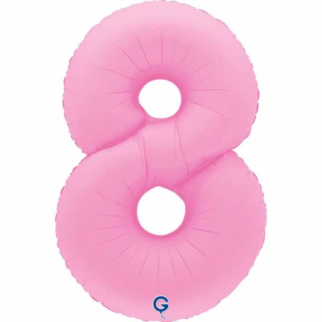 Palloncino in Foil 40" Numero 8 Rosa "Soft Matte Sakura Pink"
