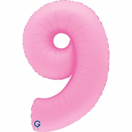 Palloncino in Foil 40" Numero 9 Rosa "Soft Matte Sakura Pink"