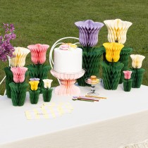 Decorazione di Carta a Nido d'Ape di Vaso con Tulipano Avorio 25cm 2pz Decorazioni Nido d'Ape