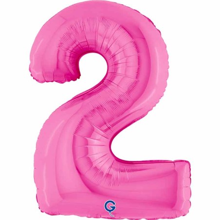 Palloncino in Foil 40" Numero 2 Fucsia "Hot Pink" Numeri 40" Fucsia "Hot Pink"