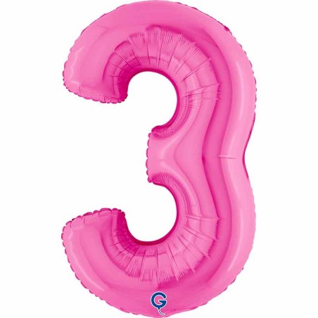 Palloncino in Foil 40" Numero 3 Fucsia "Hot Pink" Numeri 40" Fucsia "Hot Pink"