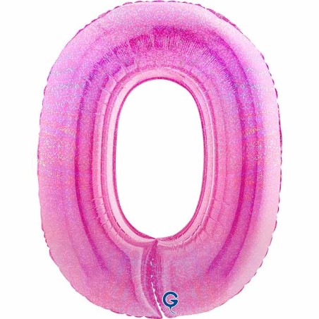 Palloncino in Foil 40" Numero 0 Fucsia Glitter Olografico Numeri 40" Fucsia Glitter Ologr."Fuxia"