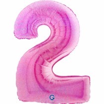 Palloncino in Foil 40" Numero 2 Fucsia Glitter Olografico Numeri 40" Fucsia Glitter Ologr."Fuxia"
