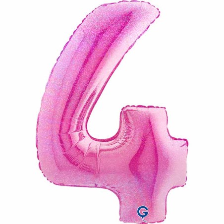 Palloncino in Foil 40" Numero 4 Fucsia Glitter Olografico Numeri 40" Fucsia Glitter Ologr."Fuxia"