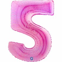 Palloncino in Foil 40" Numero 5 Fucsia Glitter Olografico Numeri 40" Fucsia Glitter Ologr."Fuxia"