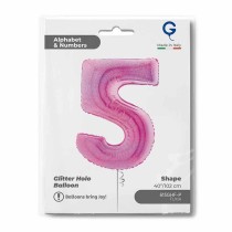 Palloncino in Foil 40" Numero 5 Fucsia Glitter Olografico Numeri 40" Fucsia Glitter Ologr."Fuxia"