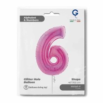Palloncino in Foil 40" Numero 6 Fucsia Glitter Olografico Numeri 40" Fucsia Glitter Ologr."Fuxia"