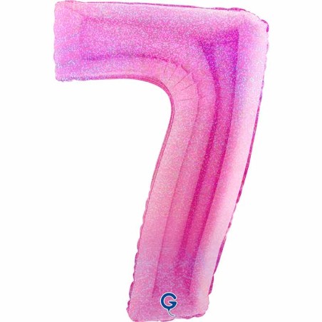 Palloncino in Foil 40" Numero 7 Fucsia Glitter Olografico Numeri 40" Fucsia Glitter Ologr."Fuxia"