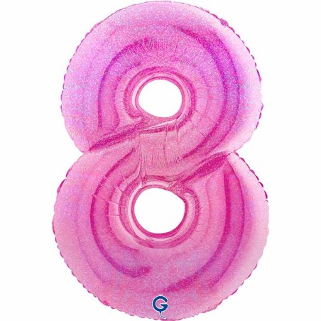 Palloncino in Foil 40" Numero 8 Fucsia Glitter Olografico Numeri 40" Fucsia Glitter Ologr."Fuxia"