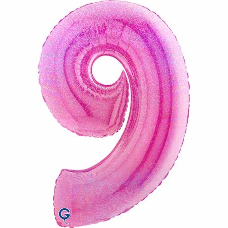 Palloncino in Foil 40" Numero 9 Fucsia Glitter Olografico Numeri 40" Fucsia Glitter Ologr."Fuxia"