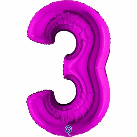 Palloncino in Foil 40" Numero 3 Viola "Purple" Numeri 40" Viola "Purple"