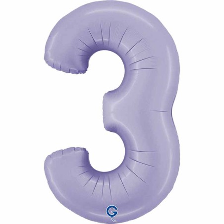 Palloncino in Foil 40" Numero 3 Lilla "Satin Lilac" Numeri 40" Lilla "Satin Lilac"