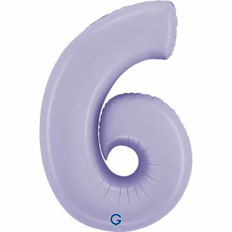 Palloncino in Foil 40" Numero 6 Lilla "Satin Lilac" Numeri 40" Lilla "Satin Lilac"
