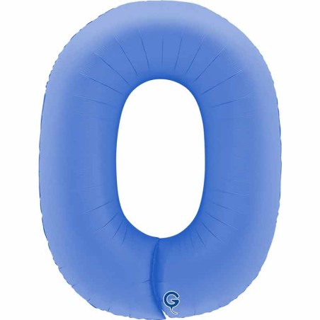 Palloncino in Foil 40" Numero 0 Blu Loto "Soft Matte Lotus Blue"