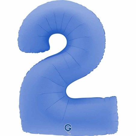 Palloncino in Foil 40" Numero 2 Blu Loto "Soft Matte Lotus Blue"